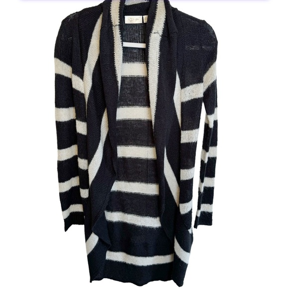 RD Style Black Stripe Cocoon Sweater Cardigan 65s736S1 Lagenlook Momcore - Picture 3 of 9